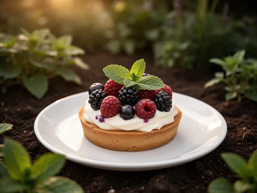Vibrant purple açaí bowl topped with granola, banana slices, and fresh berries