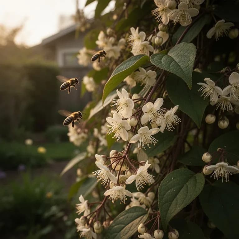 Primer plano de flores de akebia en primavera