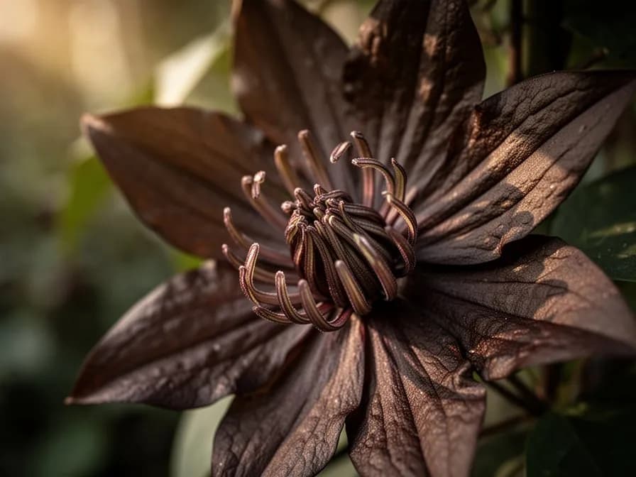 Akebia quinata-Rebe klettert eine steinerne Gartenmauer hinauf