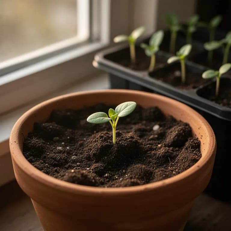 Junge einjährige Rudbeckien-Sämlinge, die mit den ersten echten Blättern auftauchen