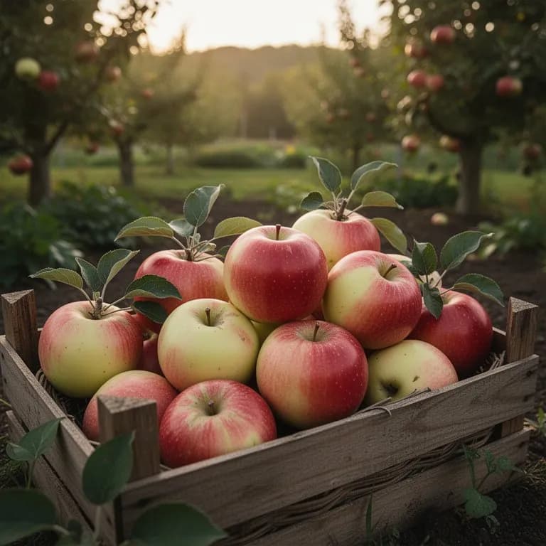Handpflücken eines tiefroten Cortland-Apfels von einem schwer beladenen Ast im frühen Herbst