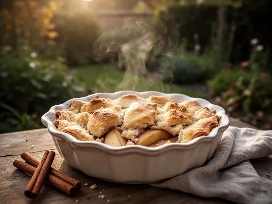 Tarta de manzana Cortland con crujiente de canela
