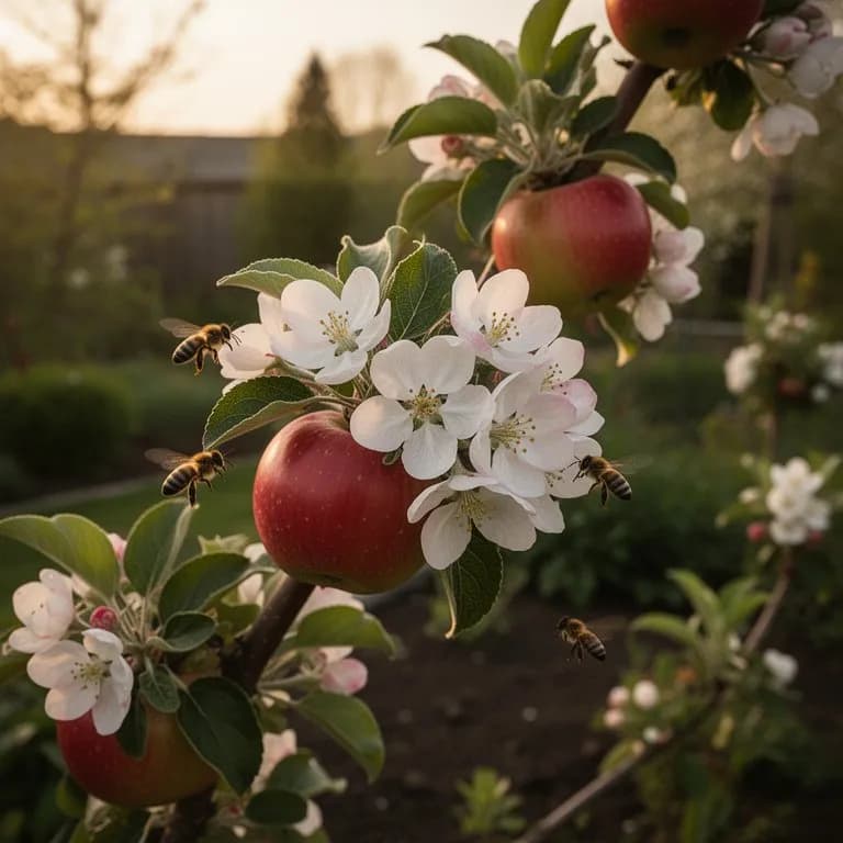 Gala apple tree in full spring bloom with pale pink and white flowers