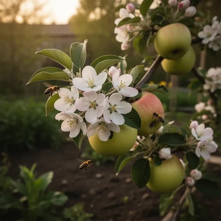 Honeycrisp apple tree in full bloom with delicate white and pink flowers in spring