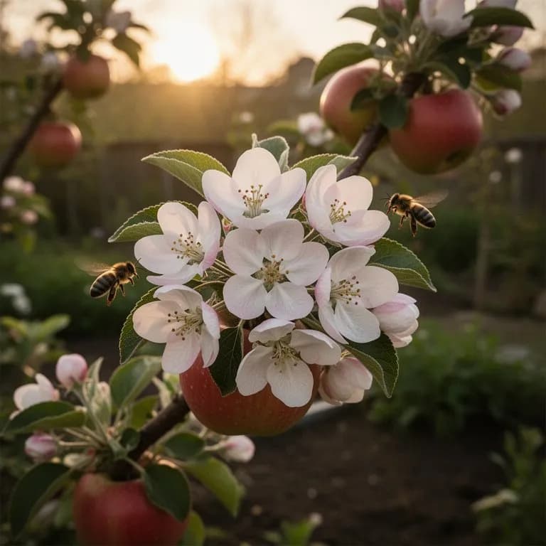 Pink Lady Apfelbaum mit weiß-rosa Blüten im Frühling bedeckt