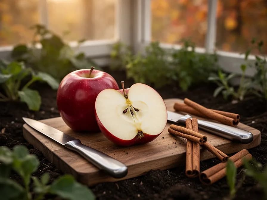 Mature Red Delicious apple tree laden with deep red fruit