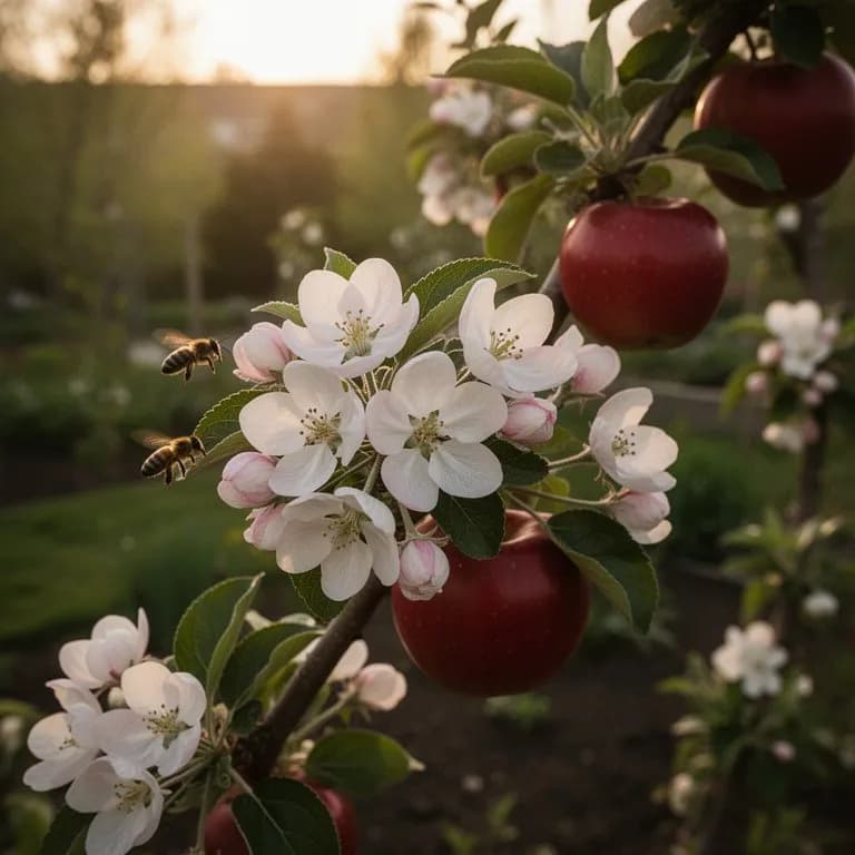 Pink and white apple blossoms on Red Delicious tree in spring