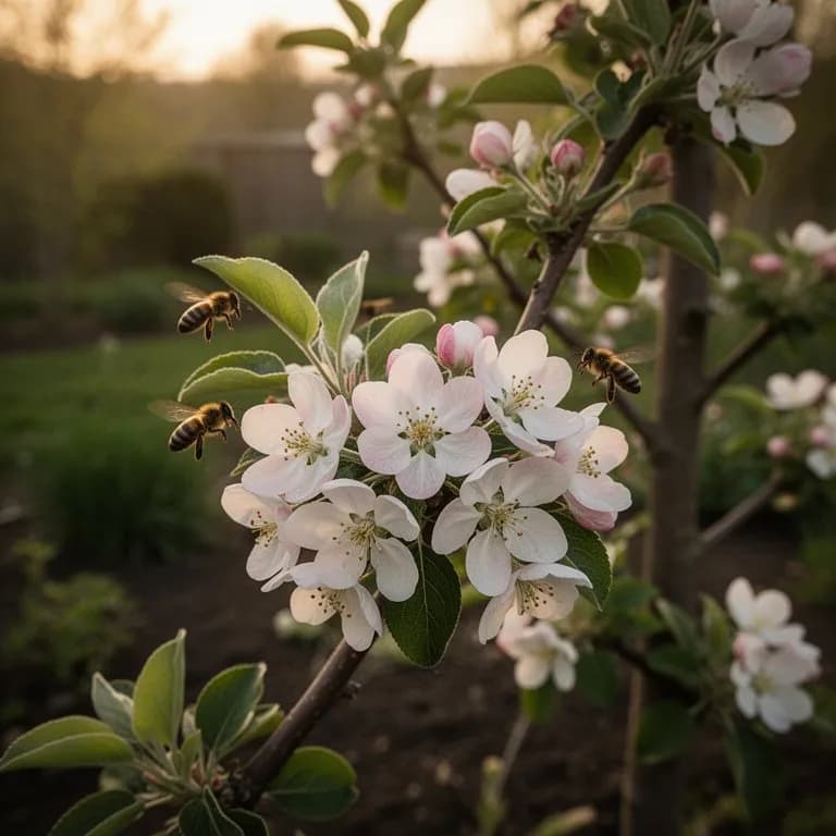 Winesap-Apfelblüten mit rosafarbenen Blütenblättern, die sich an einem Frühlingszweig öffnen