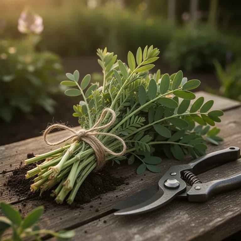 Frisch geerntete Astragaluswurzeln mit langen goldgelben Pfahlwurzeln