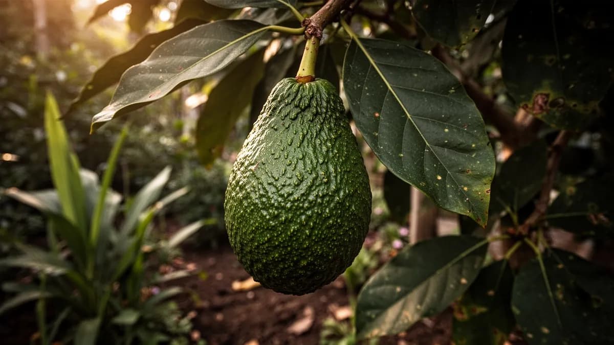 Aguacate Hass partido por la mitad mostrando pulpa cremosa verde dorada y una semilla grande