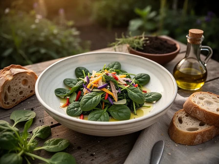 Classic Baby Spinach Salad with Warm Bacon Dressing