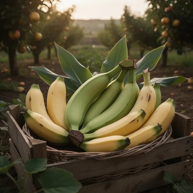 Grüner Bananenbüschel entwickelt sich am Pflanzenstiel