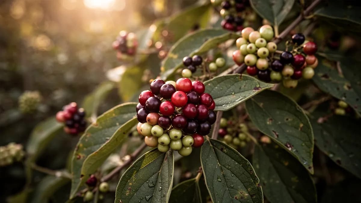 Estructura desnuda de beautyberry en invierno