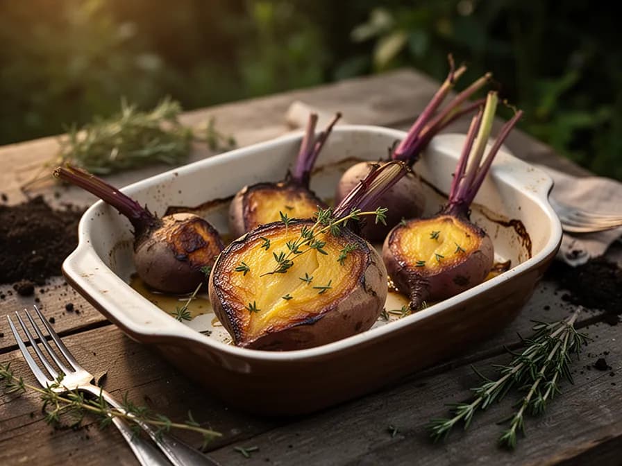 Roasted Golden Beets with Goat Cheese and Walnuts