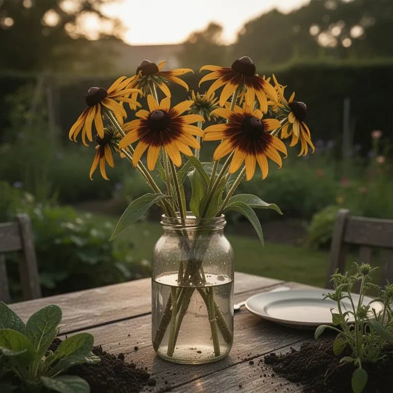 Cabezas de semillas secas de rudbeckia en otoño
