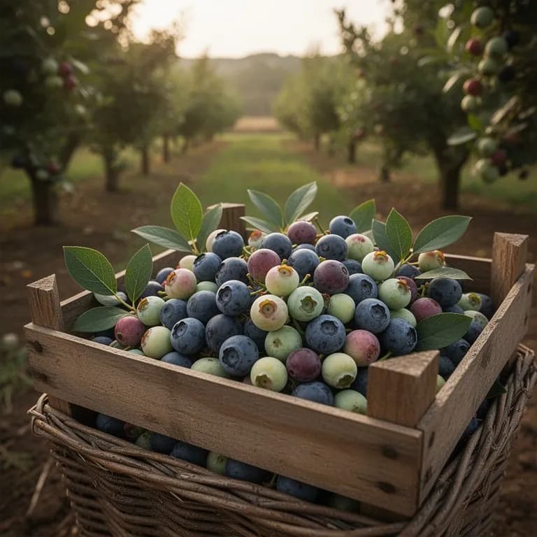 Trauben von Kaninchenaugen-Heidelbeeren, die am Strauch von Rosa nach Dunkelblau übergehen