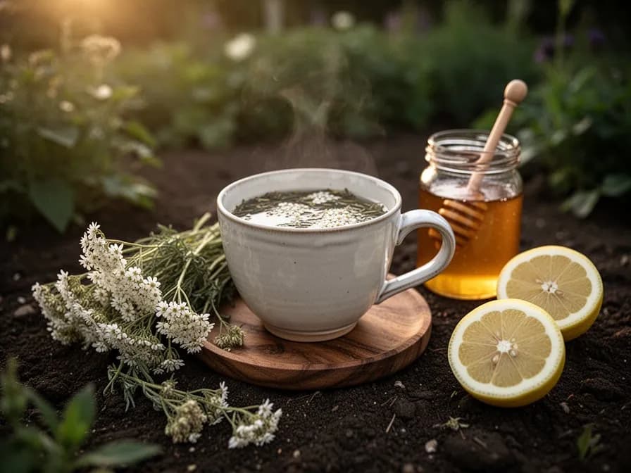 Té tradicional de boneset contra la fiebre