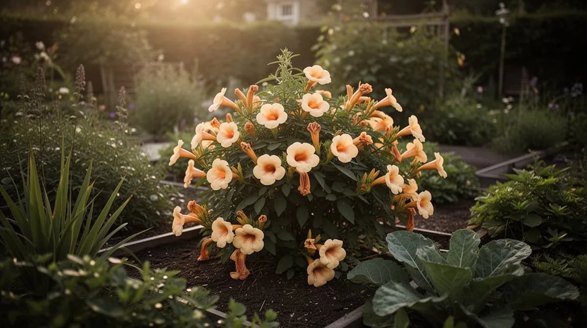 Sichtschutzpflanzung mit Trompetenblume