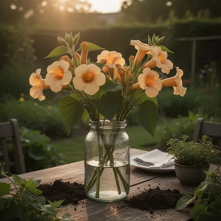 Lange bohnenartige Samenhülsen der Trompetenblume hängen im Herbst an der Pflanze