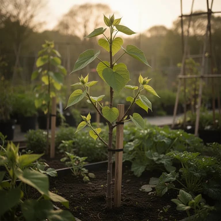 Große herzförmige Catalpa-Blätter im vollen Sommerlaub
