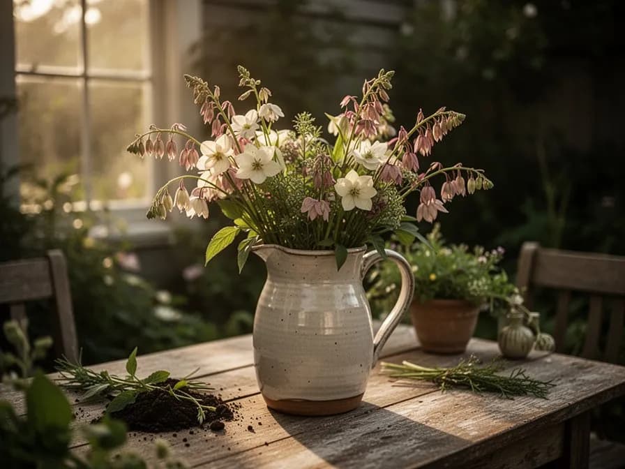 Flores secas de Catananche utilizadas en un arreglo de flor eterna