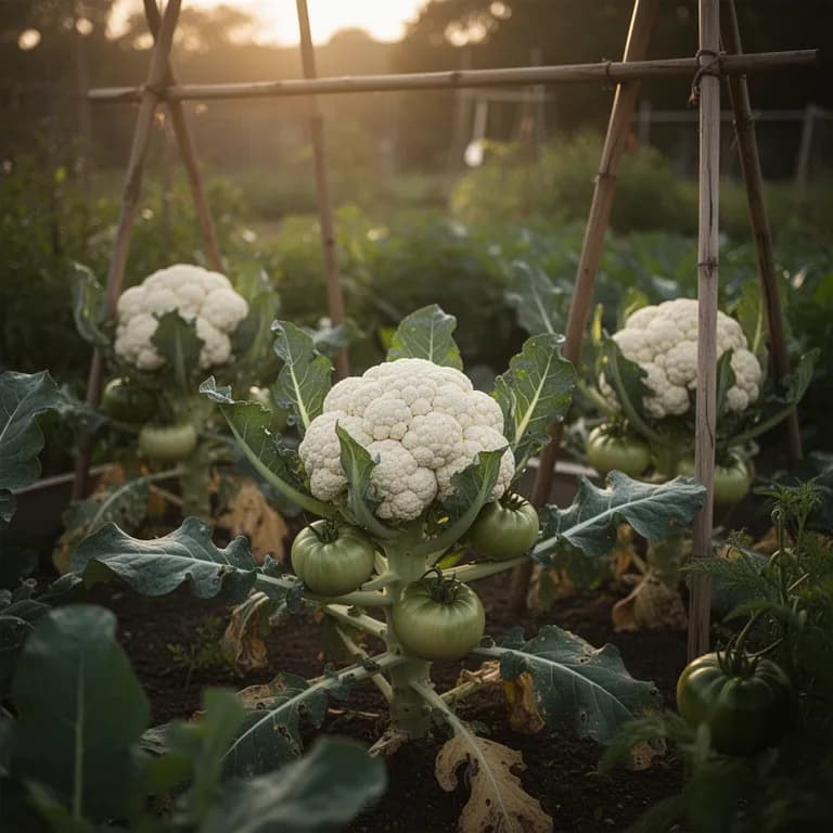 Cabeza madura de coliflor con curdo blanco como la nieve
