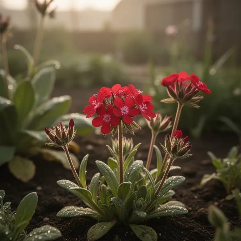 Dense cluster of star-shaped red valerian flowers
