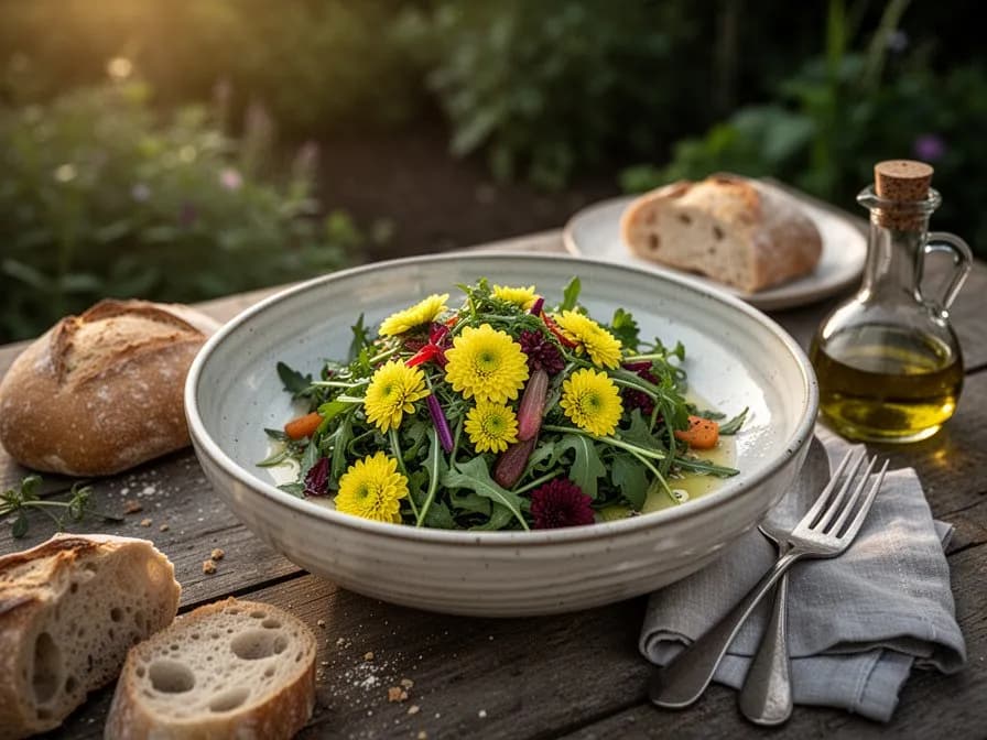 Sesam-Knoblauch-Chrysanthemum-Blattgemüse aus dem Wok
