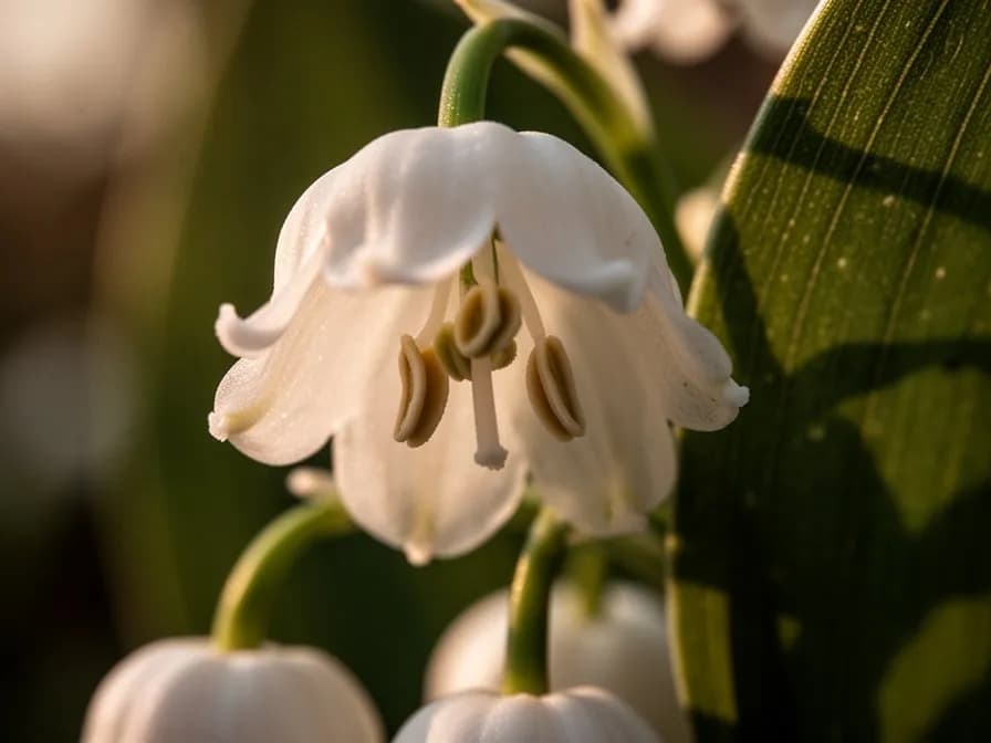 Densa cubierta vegetal de anchas hojas elípticas de lirio de los valles