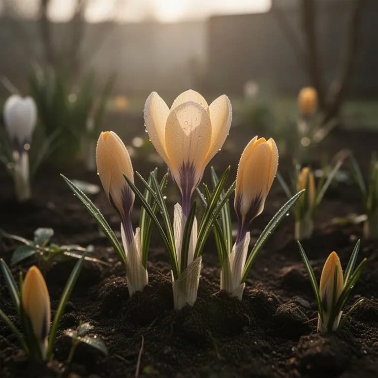 Honigbiene besucht eine geöffnete Krokusblüte