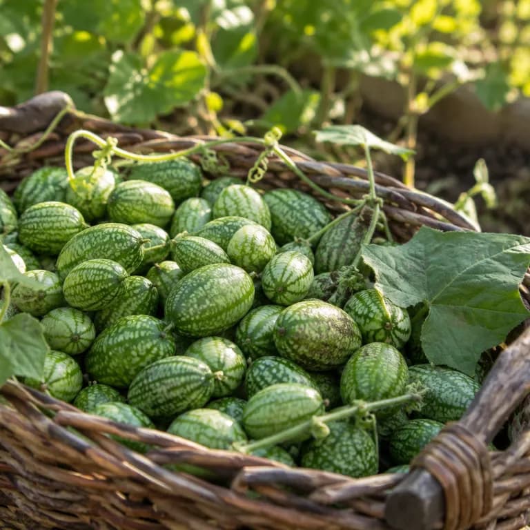Un cuenco pequeño colmado de melones ratón recién cosechados