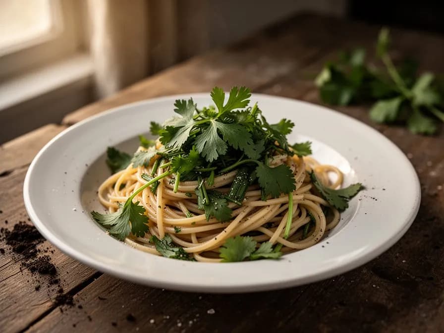 Vietnamesische Pho-Beilagenplatte mit Culantro