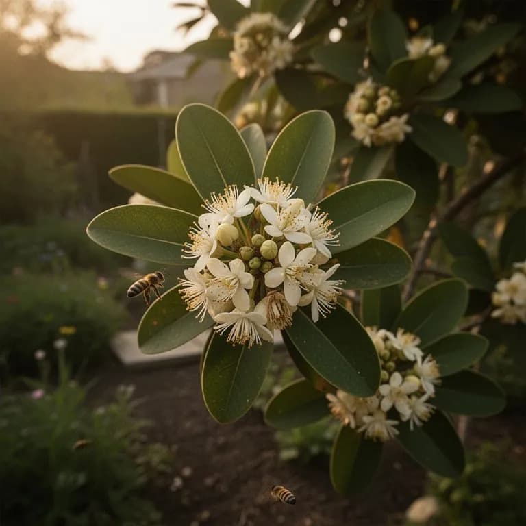 Rahmapfelbaum mit kleinen gelblich-grünen Blüten
