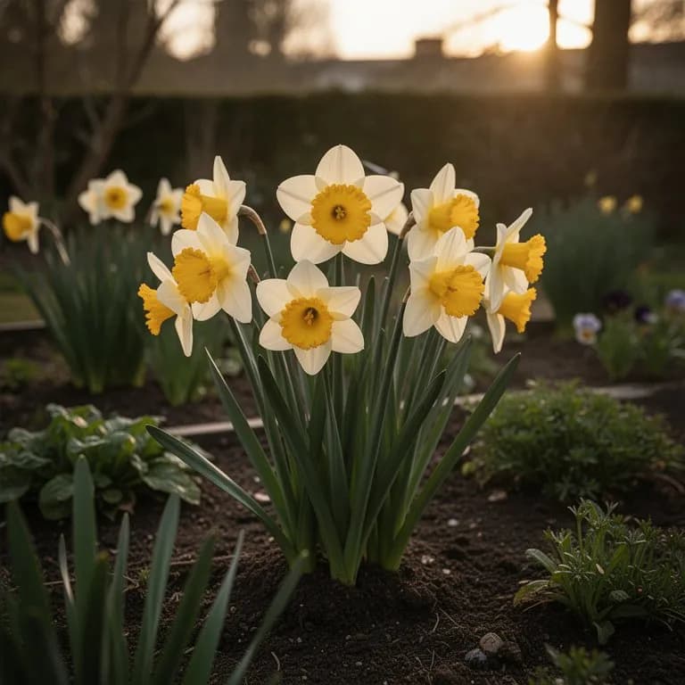 Variedades mixtas de narciso, incluidos cultivares blancos, amarillos y bicolores