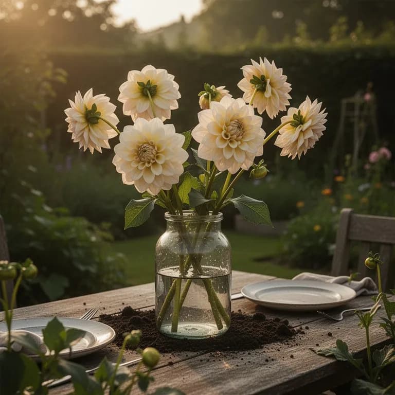 Tubérculo de dalia gordo con un ojo visible, listo para plantar en primavera