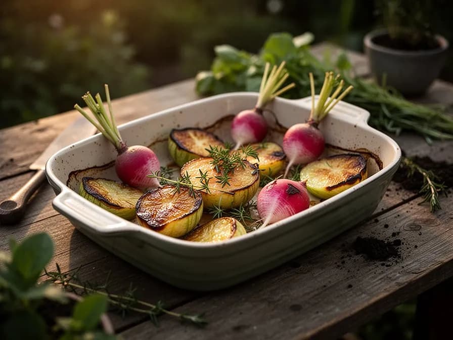 Watermelon Radish Carpaccio with Citrus and Herbs