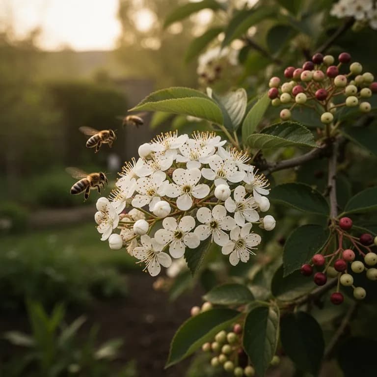 Große, flache, cremeweiße Holunderblütendolden in voller Blüte