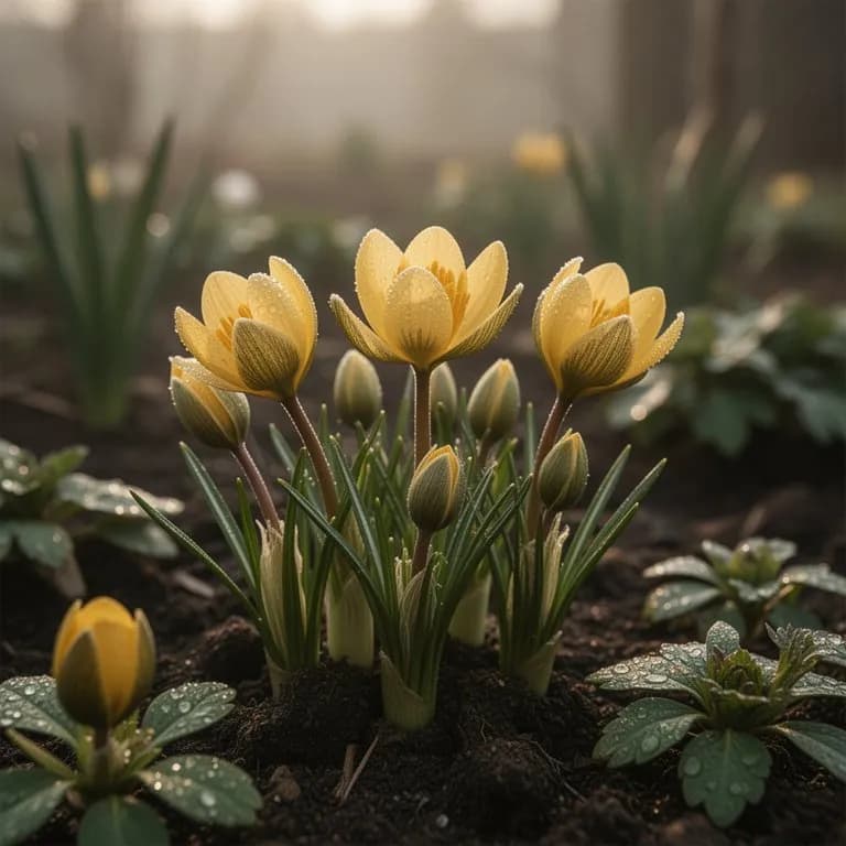 Exposición forzada de acónito de invierno para disfrutar en interior