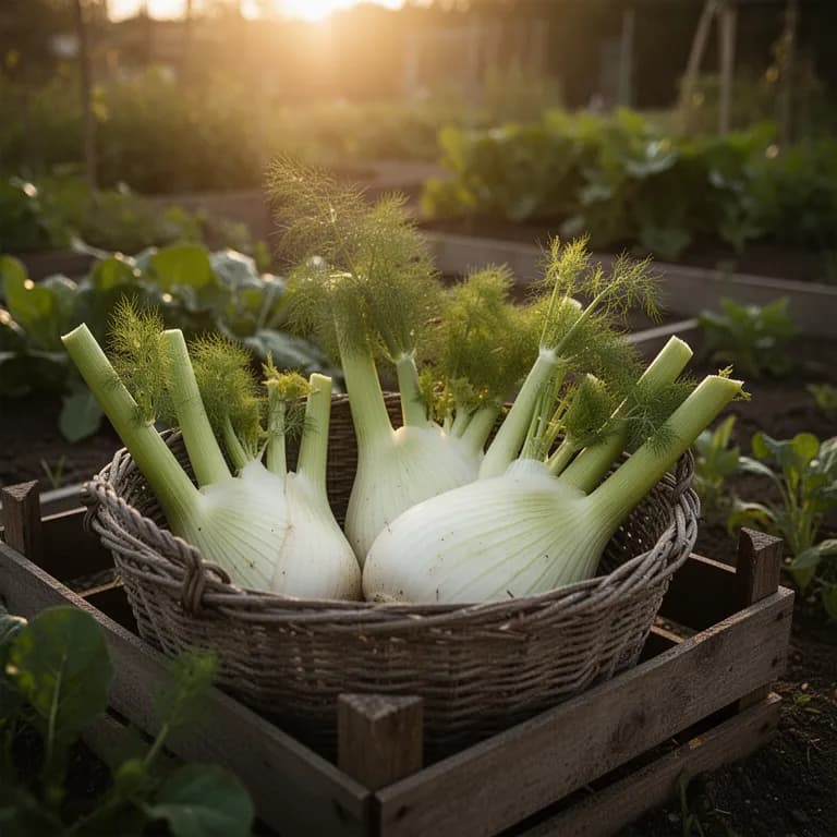 Freshly harvested fennel bulbs with trimmed stalks and fronds