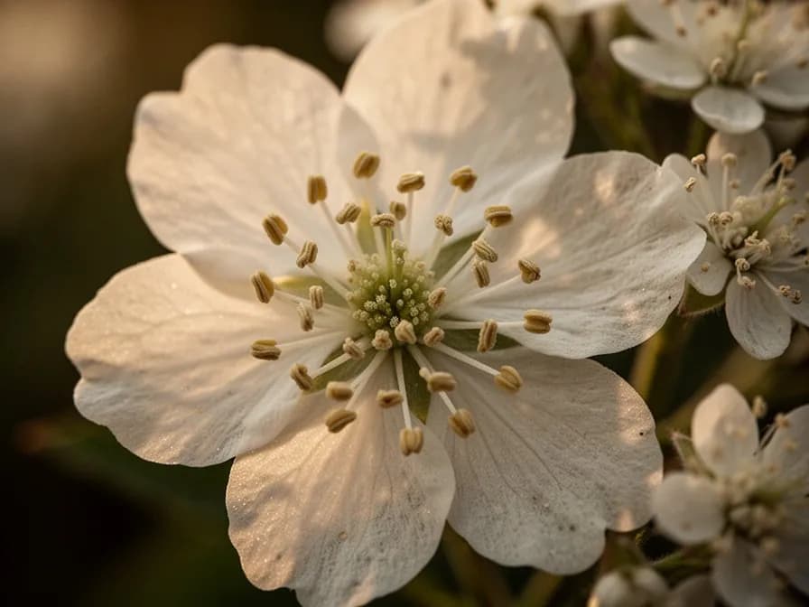 Dekorative Samenstände der Filipendula im Herbst
