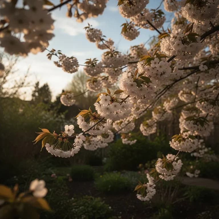 Primer plano de flores de sakura con pétalos dobles mostrando delicados pétalos rosados y estambres dorados
