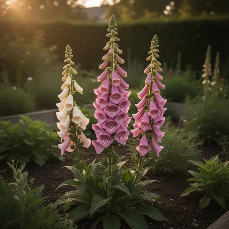 Variedad de dedalera de flores blancas que destaca con elegancia en una bordura sombreada
