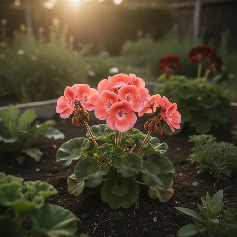 Geranium plants trimmed back and stored indoors for winter dormancy