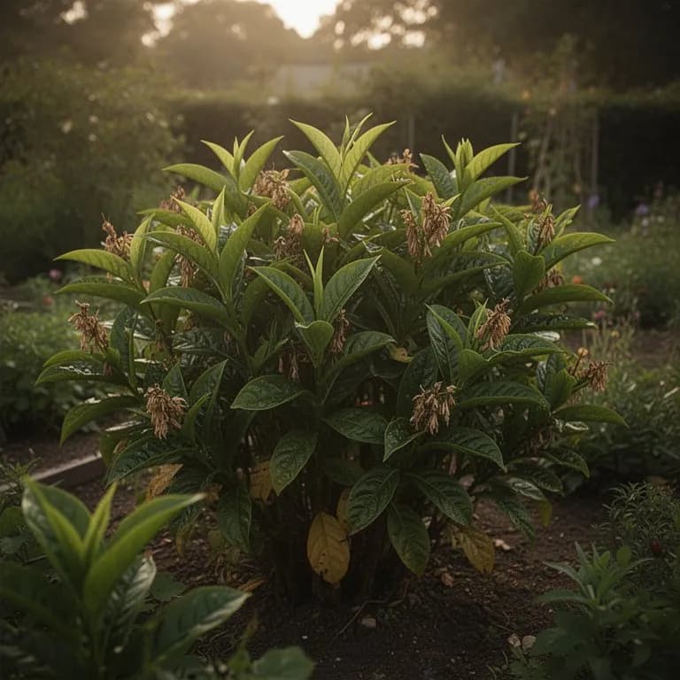 Denso follaje de jengibre con tallos altos y elegantes en un bancal de jardín