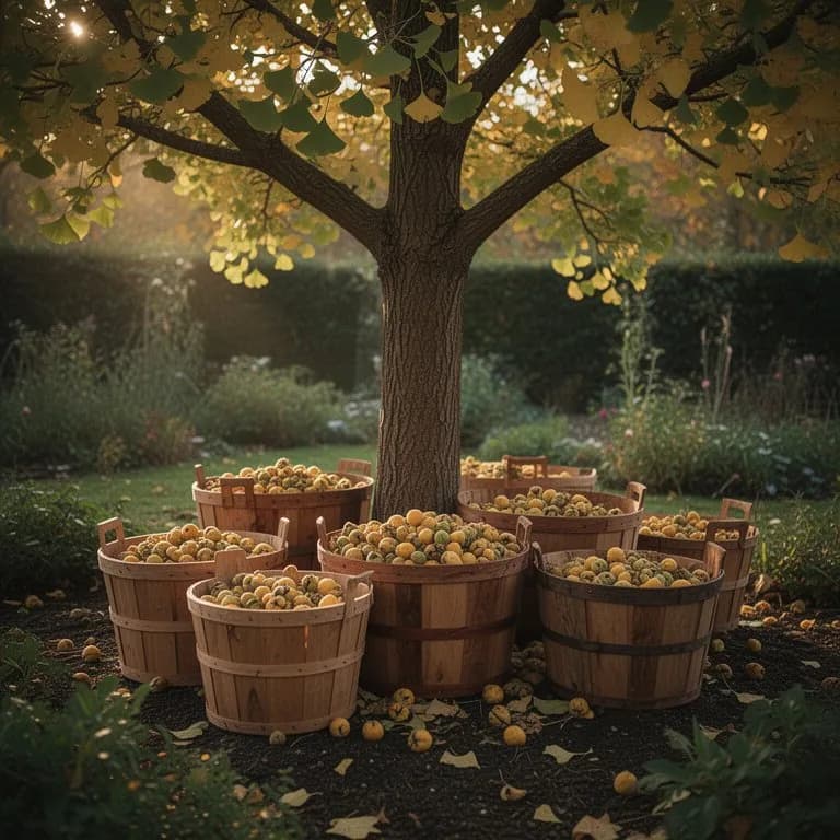 Freshly harvested ginkgo nuts with outer fleshy coating removed showing pale inner seeds