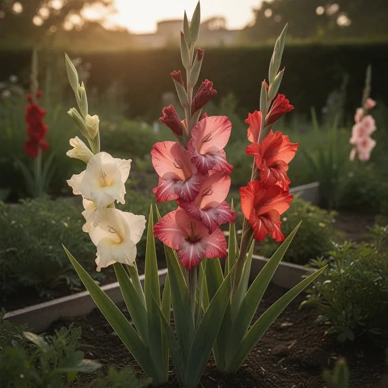 Arte botánico con gladiolos prensados