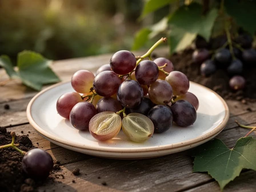 Muscadine-Beeren wechseln während der Reifephase im Spätsommer von grün zu tiefem Bronze und Violett