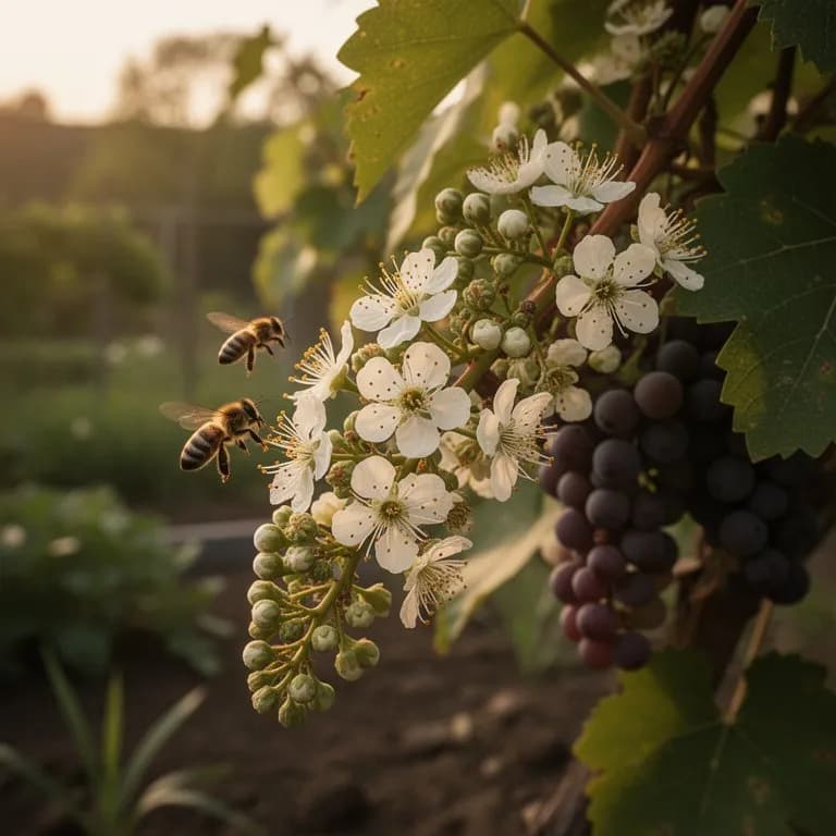 Sarmientos de vid Zinfandel mostrando yemas hinchadas y primeras puntas de brote verde y lanoso en primavera temprana