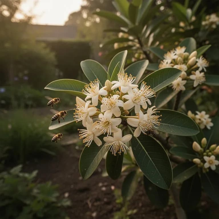 Zarte weiße Guavenblüten an einem Ast