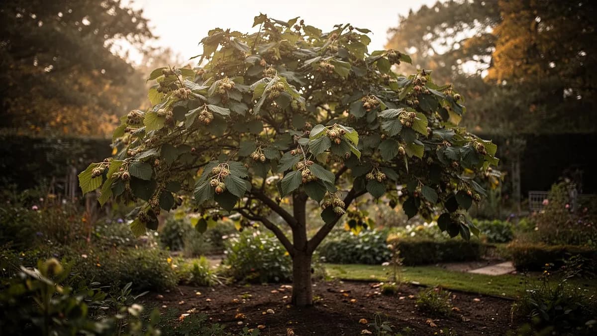Jardinero podando chupones y ramas cruzadas del avellano en invierno